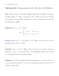 Section 2.6. Nonmeasurable Sets (Royden's 3Rd Edition)