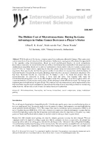 The Hidden Cost of Microtransactions: Buying In-Game Advantages in Online Games Decreases a Player’S Status