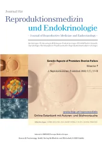 Genetic Aspects of Premature Ovarian Failure Wieacker P J