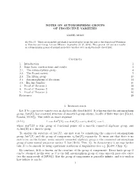 Notes on Automorphism Groups of Projective Varieties