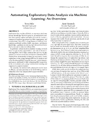 Automating Exploratory Data Analysis Via Machine Learning: an Overview