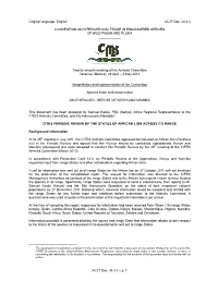 Cites Periodic Review of the Status of African Lion Across Its Range