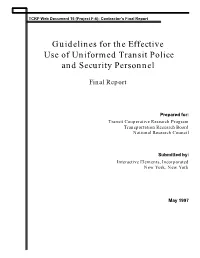 Guidelines for the Effective Use of Uniformed Transit Police and Security Personnel