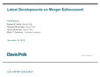 Latest Developments on Merger Enforcement