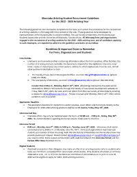 Manitoba Articling Student Recruitment Guidelines for the 2022 - 2023 Articling Year