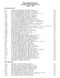 Plano Model Products Complete Product Reference List August 1 2014