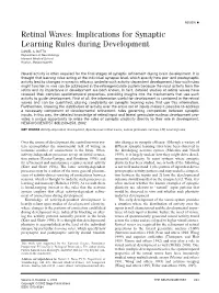 Retinal Waves: Implications for Synaptic Learning Rules During Development DANIEL A