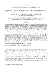 WATER USE and PRODUCTIVITY of TWO SMALL RESERVOIR IRRIGATION SCHEMES in GHANA’S UPPER EAST Regiony