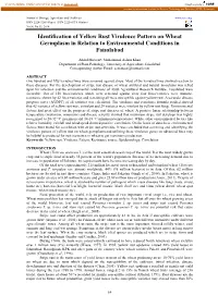 Identification of Yellow Rust Virulence Pattern on Wheat Germplasm in Relation to Environmental Conditions in Faisalabad