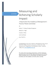 Measuring and Achieving Scholarly Impact