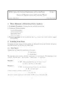 Statistical Regularization and Learning Theory 1 Three Elements