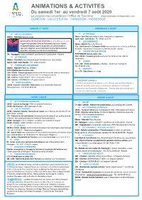 Animations & Activites