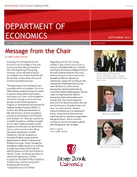 DEPARTMENT of ECONOMICS NEWSLETTER Issue #1