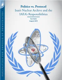 Iran's Nuclear Archive and the IAEA's Responsibilities