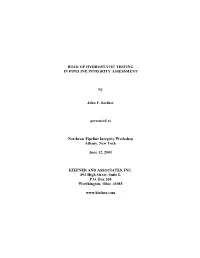 Paper: Role of Hydrostatic Testing in Pipeline Integrity Assessment