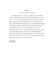 Situation Theory: a Survey
