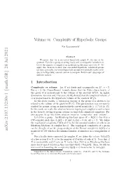 Volume Vs. Complexity of Hyperbolic Groups
