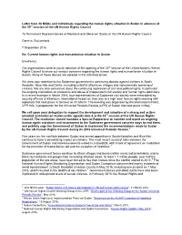 36 Csos and Individuals Urge the Council to Adopt a Resolution on Sudan