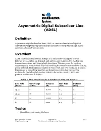 Asymmetric Digital Subscriber Line (ADSL)