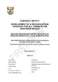 Contract Wp 9711 Development of a Reconciliation Strategy for All Towns in the Northern Region