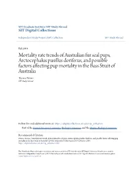 Mortality Rate Trends of Australian Fur Seal Pups, Arctocephalus Pusillus