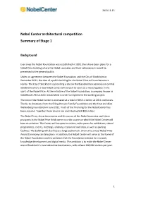 Nobel Center Architectural Competition Summary of Stage 1