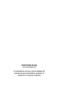 SAXITOXIN ELISA a Competitive Enzyme Immunoassay For