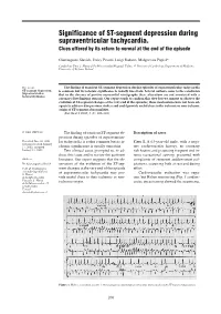 Significance of ST-Segment Depression During Supraventricular Tachycardia