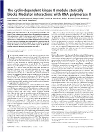 The Cyclin-Dependent Kinase 8 Module Sterically Blocks Mediator Interactions with RNA Polymerase II