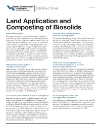 WEF Fact Sheet on Land Application and Composting of Biosolids