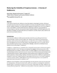 Reducing the Volatility of Cryptocurrencies -- a Survey of Stablecoins