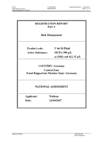 REGISTRATION REPORT Part a Risk Management Product Code: U 46 M-Fluid Active Substance