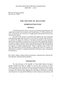 The Notion of Military Administration