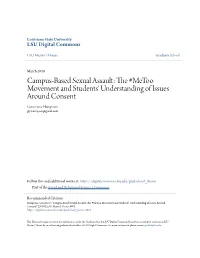 Campus-Based Sexual Assault: the #Metoo Movement and Students' Understanding of Issues Around Consent Genevieve Hampson Glp.Hampson@Gmail.Com