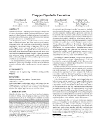 Chopped Symbolic Execution