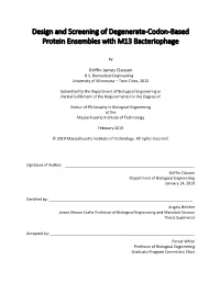 Design and Screening of Degenerate-Codon-Based Protein Ensembles with M13 Bacteriophage