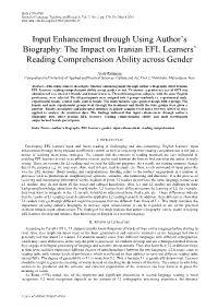 Input Enhancement Through Using Author's Biography: the Impact On