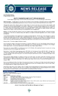 SEATTLE MARINERS NAME SCOTT SERVAIS MANAGER Scott Servais