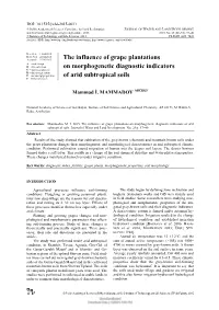 The Influence of Grape Plantations on Morphogenetic Diagnostic Indicators of Arid Subtropical Soils