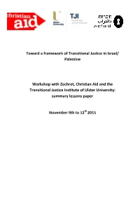 Toward a Framework of Transitional Justice in Israel/ Palestine