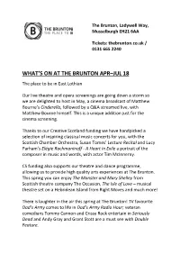 What's on at the Brunton Apr–Jul 18