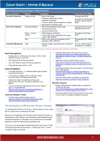 Cheat Sheet –Hyper-Vbackup
