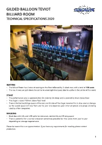 Gilded Balloon Teviot Billiard Room Technical Specifications 2020