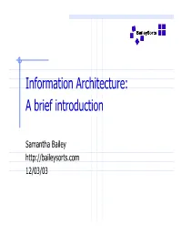 Information Architecture: a Brief Introduction