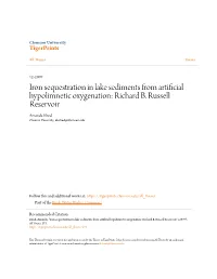 Iron Sequestration in Lake Sediments from Artificial Hypolimnetic Oxygenation: Richard B. Russell Reservoir Amanda Elrod Clemson University, Akelrod@Clemson.Edu