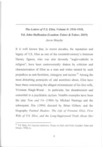 T the Letters of T.S. Eliot, Volume 8: 1936-1938, Ed. John Haffenden