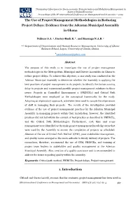 The Use of Project Management Methodologies in Reducing Project Delays: Evidence from the Adentan Municipal Assembly in Ghana