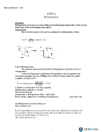 UNIT-6 Refrigeration