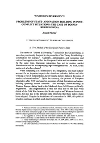 "United in Diversity"?: Problems of State- and Nation-Building in Post