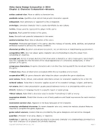 Video Game Design Composition Chapter 2 Glossary